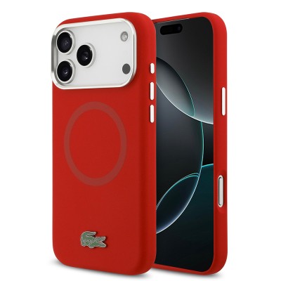 Apple iPhone 17 Pro Max Kılıf Lacoste Orjinal Lisanslı M-safe Şarj Özellikli İkonik Logolu Metal Kamera Çerçeveli Silikon Kapak - 5