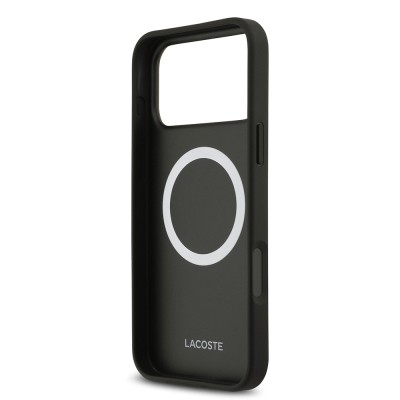 Apple iPhone 17 Pro Max Kılıf Lacoste Orjinal Lisanslı M-safe Şarj Özellikli PU Deri Tasarımlı Kartlıklı Karışık Monogram Desenli Kapak - 18