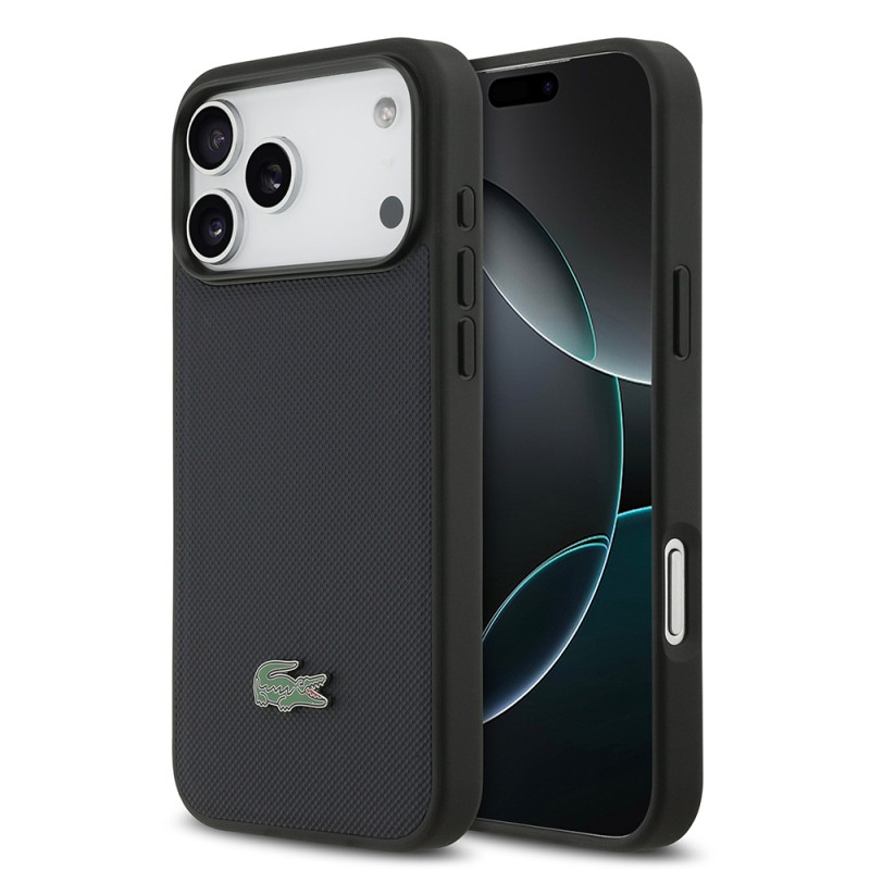 Apple iPhone 17 Pro Max Kılıf Lacoste Orjinal Lisanslı M-safe Şarj Özellikli PU Pike Desenli Metal Logolu Kapak - 1