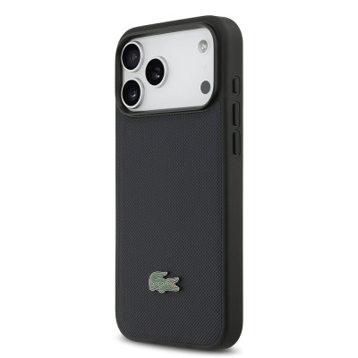 Apple iPhone 17 Pro Max Kılıf Lacoste Orjinal Lisanslı M-safe Şarj Özellikli PU Pike Desenli Metal Logolu Kapak - 2