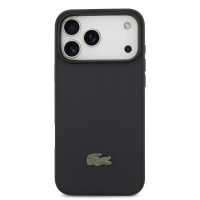 Apple iPhone 17 Pro Max Kılıf Lacoste Orjinal Lisanslı M-safe Şarj Özellikli PU Pike Desenli Metal Logolu Kapak - 3