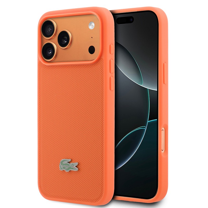 Apple iPhone 17 Pro Max Kılıf Lacoste Orjinal Lisanslı M-safe Şarj Özellikli PU Pike Desenli Metal Logolu Kapak - 9