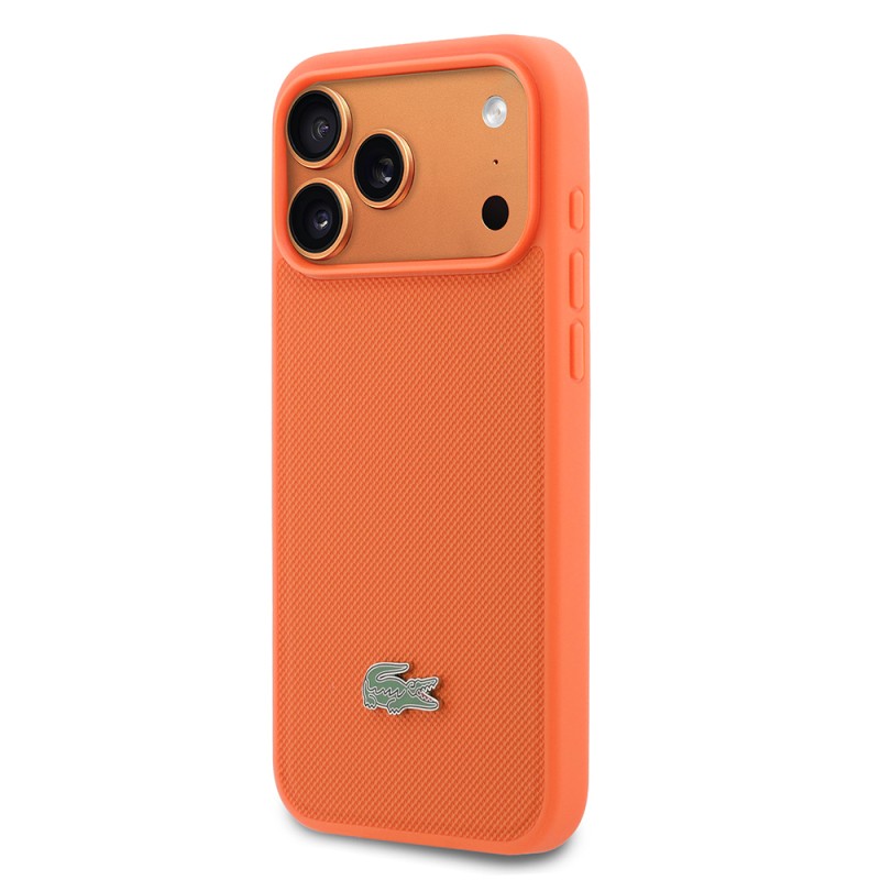 Apple iPhone 17 Pro Max Kılıf Lacoste Orjinal Lisanslı M-safe Şarj Özellikli PU Pike Desenli Metal Logolu Kapak - 10