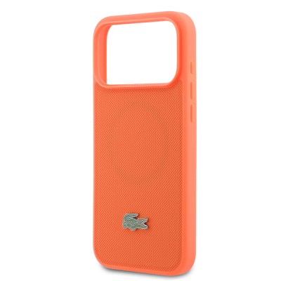Apple iPhone 17 Pro Max Kılıf Lacoste Orjinal Lisanslı M-safe Şarj Özellikli PU Pike Desenli Metal Logolu Kapak - 14