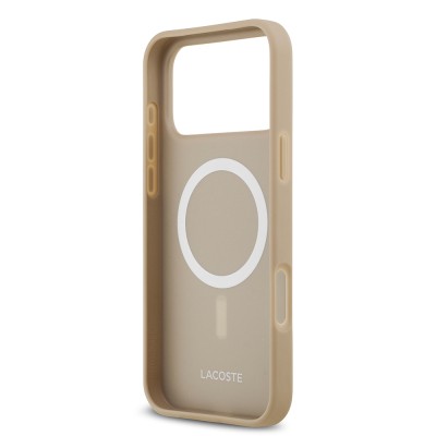 Apple iPhone 17 Pro Max Kılıf Lacoste Orjinal Lisanslı M-safe Şarj Özellikli PU Pike Desenli Metal Logolu Kartlıklı Kapak - 37
