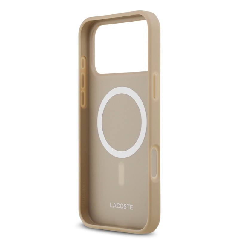 Apple iPhone 17 Pro Max Kılıf Lacoste Orjinal Lisanslı M-safe Şarj Özellikli PU Pike Desenli Metal Logolu Kartlıklı Kapak - 37