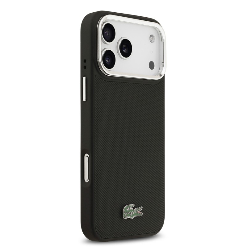 Apple iPhone 17 Pro Max Kılıf Lacoste Orjinal Lisanslı M-safe Şarj Özellikli PU Pike Desenli Standlı Metal Logolu Kapak - 8