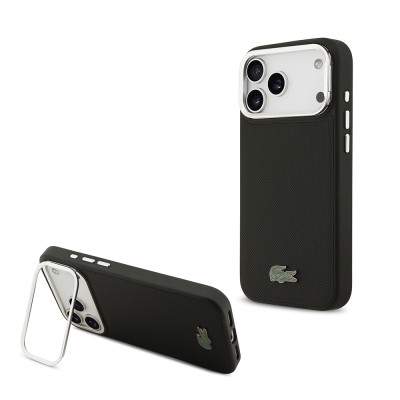 Apple iPhone 17 Pro Max Kılıf Lacoste Orjinal Lisanslı M-safe Şarj Özellikli PU Pike Desenli Standlı Metal Logolu Kapak - 2