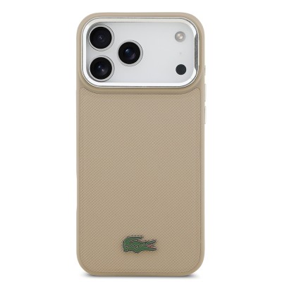 Apple iPhone 17 Pro Max Kılıf Lacoste Orjinal Lisanslı M-safe Şarj Özellikli PU Pike Desenli Standlı Metal Logolu Kapak - 28
