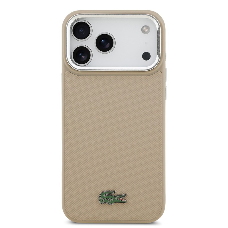 Apple iPhone 17 Pro Max Kılıf Lacoste Orjinal Lisanslı M-safe Şarj Özellikli PU Pike Desenli Standlı Metal Logolu Kapak - 28