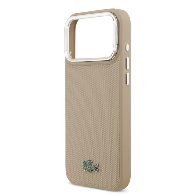 Apple iPhone 17 Pro Max Kılıf Lacoste Orjinal Lisanslı M-safe Şarj Özellikli PU Pike Desenli Standlı Metal Logolu Kapak - 31