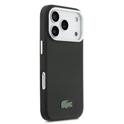 Apple iPhone 17 Pro Max Kılıf Lacoste Orjinal Lisanslı M-Safe Şarj Özellikli PVC Pike Desenli Arka Yüzey İkonik Timsah Dokuma Logolu Kapak - 4