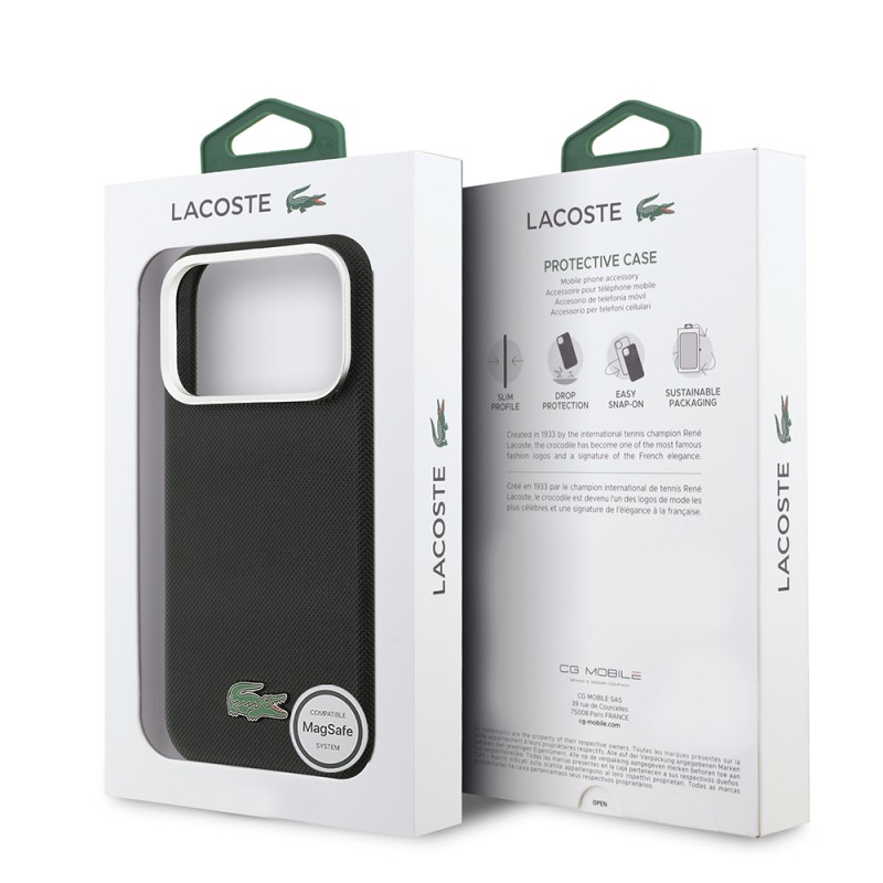 Apple iPhone 17 Pro Max Kılıf Lacoste Orjinal Lisanslı M-Safe Şarj Özellikli PVC Pike Desenli Arka Yüzey İkonik Timsah Dokuma Logolu Kapak - 8