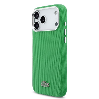 Apple iPhone 17 Pro Max Kılıf Lacoste Orjinal Lisanslı M-Safe Şarj Özellikli PVC Pike Desenli Arka Yüzey İkonik Timsah Dokuma Logolu Kapak - 10