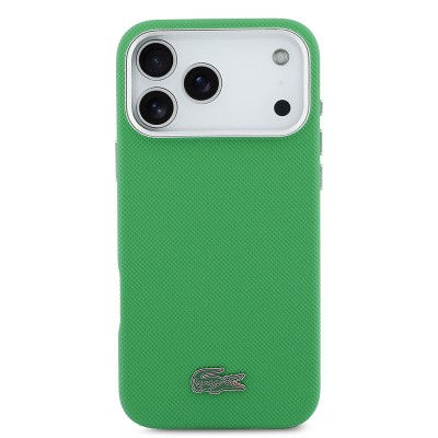 Apple iPhone 17 Pro Max Kılıf Lacoste Orjinal Lisanslı M-Safe Şarj Özellikli PVC Pike Desenli Arka Yüzey İkonik Timsah Dokuma Logolu Kapak - 11