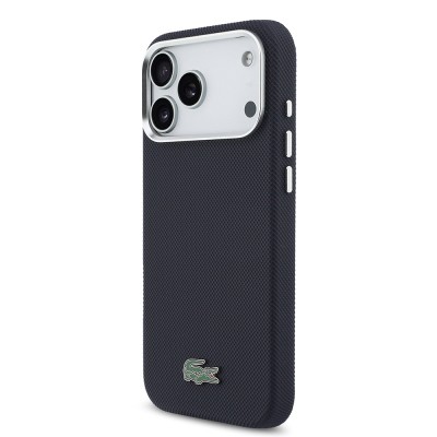 Apple iPhone 17 Pro Max Kılıf Lacoste Orjinal Lisanslı M-Safe Şarj Özellikli PVC Pike Desenli Arka Yüzey İkonik Timsah Dokuma Logolu Kapak - 18