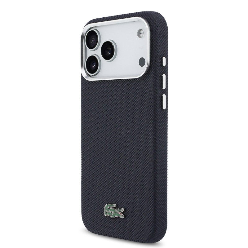 Apple iPhone 17 Pro Max Kılıf Lacoste Orjinal Lisanslı M-Safe Şarj Özellikli PVC Pike Desenli Arka Yüzey İkonik Timsah Dokuma Logolu Kapak - 18