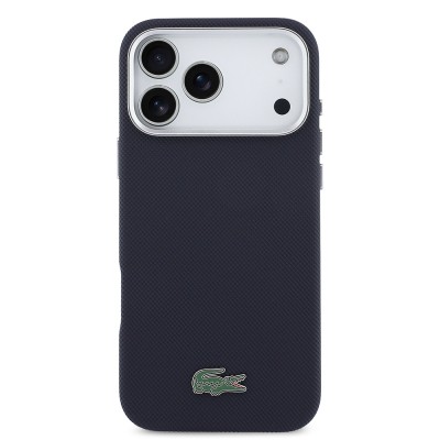 Apple iPhone 17 Pro Max Kılıf Lacoste Orjinal Lisanslı M-Safe Şarj Özellikli PVC Pike Desenli Arka Yüzey İkonik Timsah Dokuma Logolu Kapak - 19