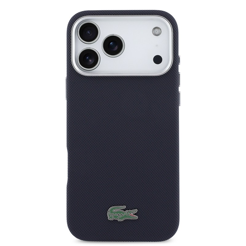 Apple iPhone 17 Pro Max Kılıf Lacoste Orjinal Lisanslı M-Safe Şarj Özellikli PVC Pike Desenli Arka Yüzey İkonik Timsah Dokuma Logolu Kapak - 19