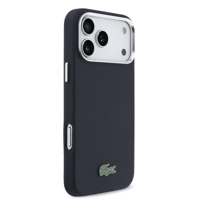 Apple iPhone 17 Pro Max Kılıf Lacoste Orjinal Lisanslı M-Safe Şarj Özellikli PVC Pike Desenli Arka Yüzey İkonik Timsah Dokuma Logolu Kapak - 20