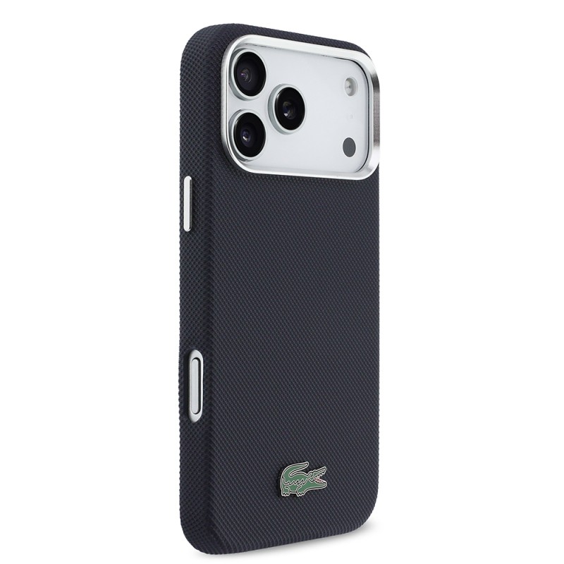 Apple iPhone 17 Pro Max Kılıf Lacoste Orjinal Lisanslı M-Safe Şarj Özellikli PVC Pike Desenli Arka Yüzey İkonik Timsah Dokuma Logolu Kapak - 20