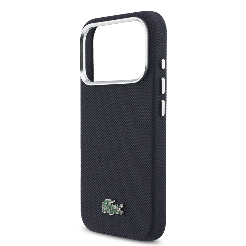 Apple iPhone 17 Pro Max Kılıf Lacoste Orjinal Lisanslı M-Safe Şarj Özellikli PVC Pike Desenli Arka Yüzey İkonik Timsah Dokuma Logolu Kapak - 22