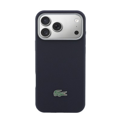 Apple iPhone 17 Pro Max Kılıf Lacoste Orjinal Lisanslı M-Safe Şarj Özellikli PVC Yarı Pike Desenli Arka Yüzey İkonik Timsah Dokuma Logolu Kapak - 3