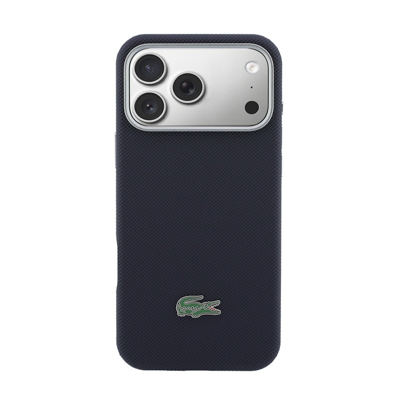 Apple iPhone 17 Pro Max Kılıf Lacoste Orjinal Lisanslı M-Safe Şarj Özellikli PVC Yarı Pike Desenli Arka Yüzey İkonik Timsah Dokuma Logolu Kapak - 3