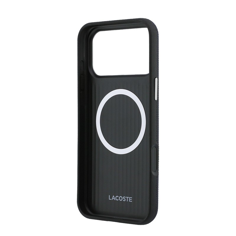 Apple iPhone 17 Pro Max Kılıf Lacoste Orjinal Lisanslı M-Safe Şarj Özellikli PVC Yarı Pike Desenli Arka Yüzey İkonik Timsah Dokuma Logolu Kapak - 7