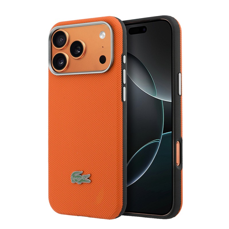 Apple iPhone 17 Pro Max Kılıf Lacoste Orjinal Lisanslı M-Safe Şarj Özellikli PVC Yarı Pike Desenli Arka Yüzey İkonik Timsah Dokuma Logolu Kapak - 9