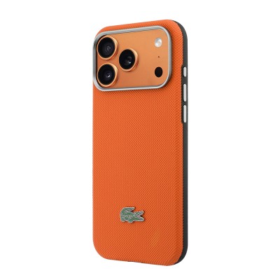 Apple iPhone 17 Pro Max Kılıf Lacoste Orjinal Lisanslı M-Safe Şarj Özellikli PVC Yarı Pike Desenli Arka Yüzey İkonik Timsah Dokuma Logolu Kapak - 10