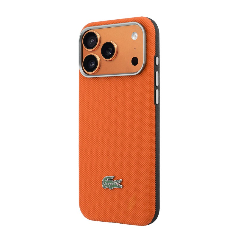 Apple iPhone 17 Pro Max Kılıf Lacoste Orjinal Lisanslı M-Safe Şarj Özellikli PVC Yarı Pike Desenli Arka Yüzey İkonik Timsah Dokuma Logolu Kapak - 10