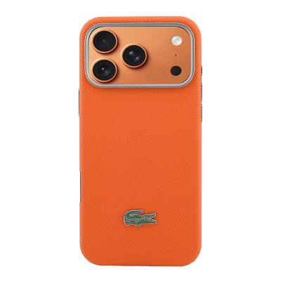 Apple iPhone 17 Pro Max Kılıf Lacoste Orjinal Lisanslı M-Safe Şarj Özellikli PVC Yarı Pike Desenli Arka Yüzey İkonik Timsah Dokuma Logolu Kapak - 11