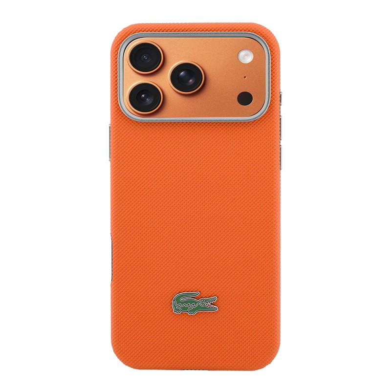 Apple iPhone 17 Pro Max Kılıf Lacoste Orjinal Lisanslı M-Safe Şarj Özellikli PVC Yarı Pike Desenli Arka Yüzey İkonik Timsah Dokuma Logolu Kapak - 11