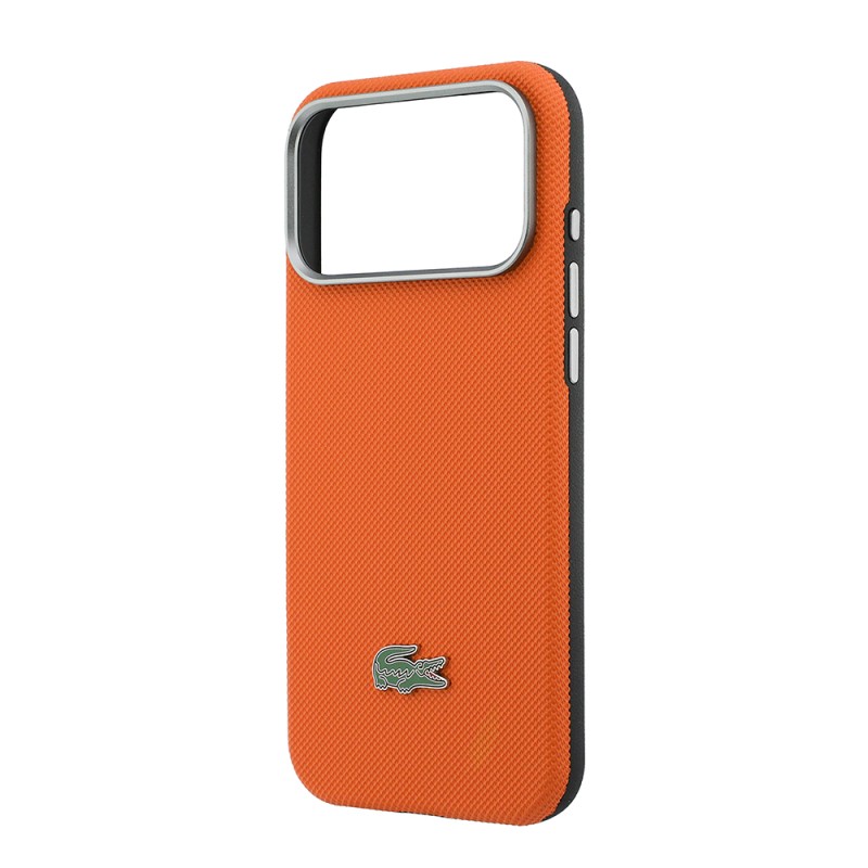 Apple iPhone 17 Pro Max Kılıf Lacoste Orjinal Lisanslı M-Safe Şarj Özellikli PVC Yarı Pike Desenli Arka Yüzey İkonik Timsah Dokuma Logolu Kapak - 14