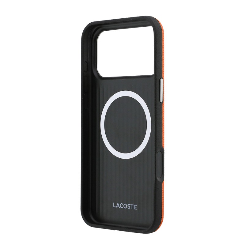 Apple iPhone 17 Pro Max Kılıf Lacoste Orjinal Lisanslı M-Safe Şarj Özellikli PVC Yarı Pike Desenli Arka Yüzey İkonik Timsah Dokuma Logolu Kapak - 15
