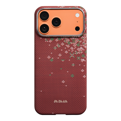Apple iPhone 17 Pro Max Kılıf M-safe Şarj Özellikli Aramid Karbon Fiber Pitaka Sakura Hours Serisi Kapak - Pitaka