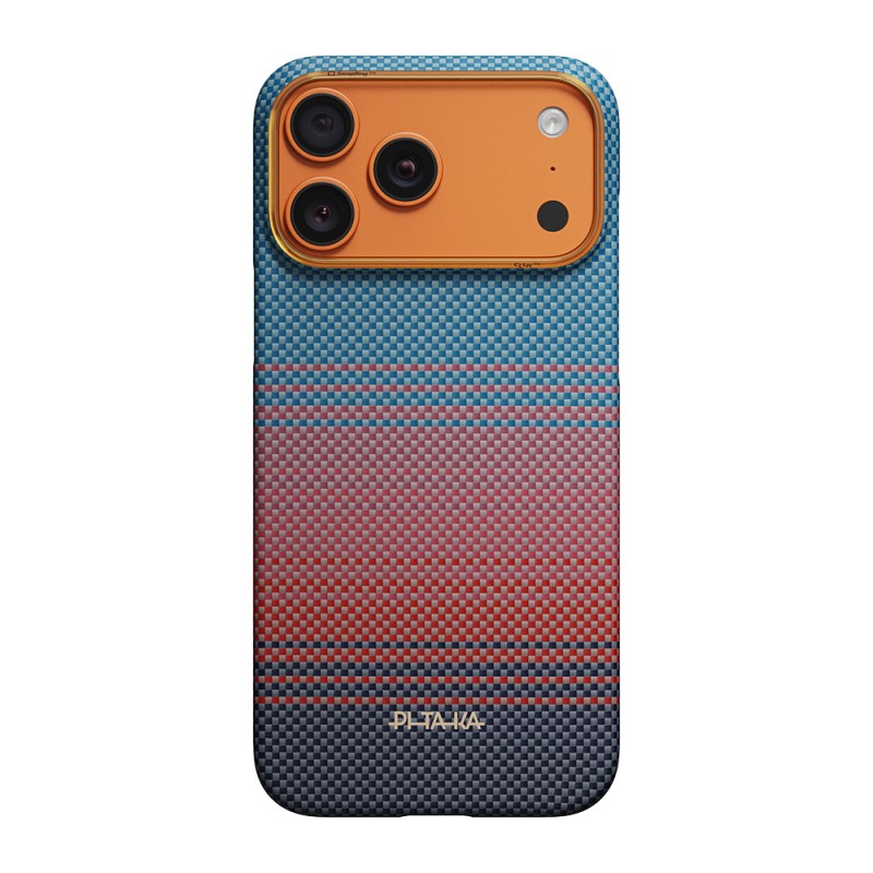 Apple iPhone 17 Pro Max Kılıf M-safe Şarj Özellikli Aramid Karbon Fiber Pitaka Sunset 2.0 California Dream Serisi Kapak - 1
