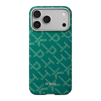 Apple iPhone 17 Pro Max Kılıf M-safe Şarj Özellikli Aramid Fiber Pitaka Tactile Woven Monogram Serisi Kapak - Pitaka