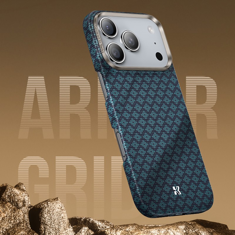 Apple iPhone 17 Pro Max Kılıf M-Safe Şarj Özellikli Benks ArmorAir ArmorGrid Serisi Kevlar Karbon Kapak - 21