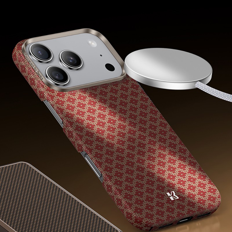 Apple iPhone 17 Pro Max Kılıf M-Safe Şarj Özellikli Benks ArmorAir ArmorGrid Serisi Kevlar Karbon Kapak - 29