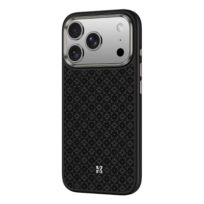 Apple iPhone 17 Pro Max Kılıf M-Safe Şarj Özellikli Benks ArmorPro ArmorGrid Serisi Kevlar Karbon Kapak - 2