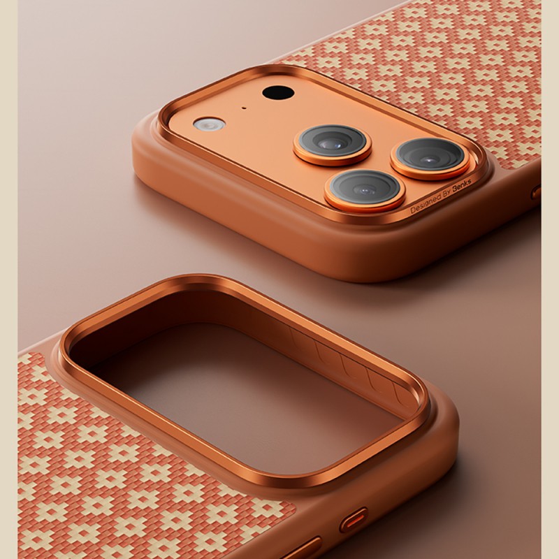 Apple iPhone 17 Pro Max Kılıf M-Safe Şarj Özellikli Benks ArmorPro ArmorGrid Serisi Kevlar Karbon Kapak - 11