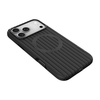 Apple iPhone 17 Pro Max Kılıf M-Safe Şarj Özellikli Çizgi Desenli Kumaş Dokulu Zore Paris Lorin Kapak - 18