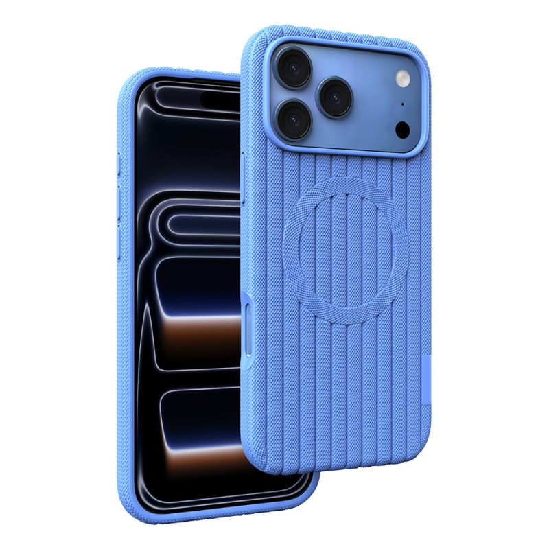 Apple iPhone 17 Pro Max Kılıf M-Safe Şarj Özellikli Çizgi Desenli Kumaş Dokulu Zore Paris Lorin Kapak - 58