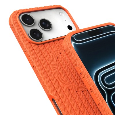 Apple iPhone 17 Pro Max Kılıf M-Safe Şarj Özellikli Çizgi Desenli Kumaş Dokulu Zore Paris Lorin Kapak - 40