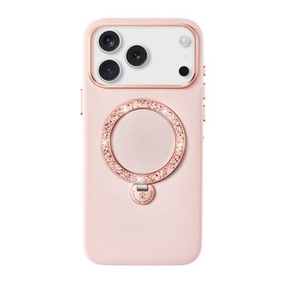 Apple iPhone 17 Pro Max Kılıf M-safe Şarj Özellikli Deri Tasarımlı Standlı Pynana Dancing Circle Luxury Serisi Kapak - 2