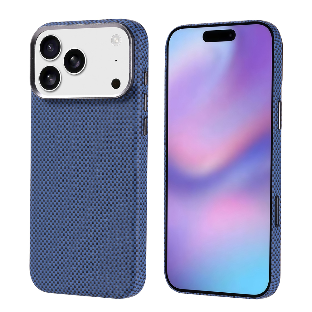 iPhone 17 Pro Max Kılıf M-safe Şarj Özellikli Karbon Fiber Görünümlü NXXA Nekst Kapak - Lacivert