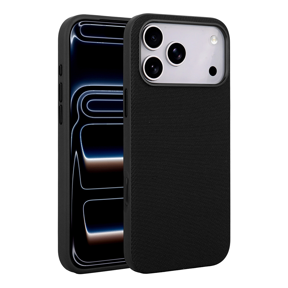 Apple iPhone 17 Pro Max Kılıf M-Safe Şarj Özellikli Kumaş Tasarımlı Zore Miami Sert PC Kapak - Siyah