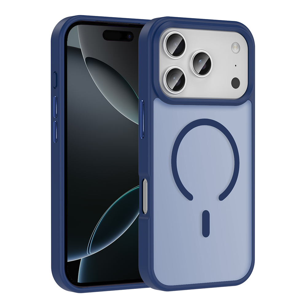 iPhone 17 Pro Max Kılıf M-safe Şarj Özellikli Mat Arka Yüzey NXXA Sio Kapak - Lacivert